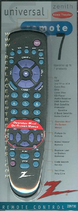 ZENITH ZEN700 Advanced Universal Remote Control