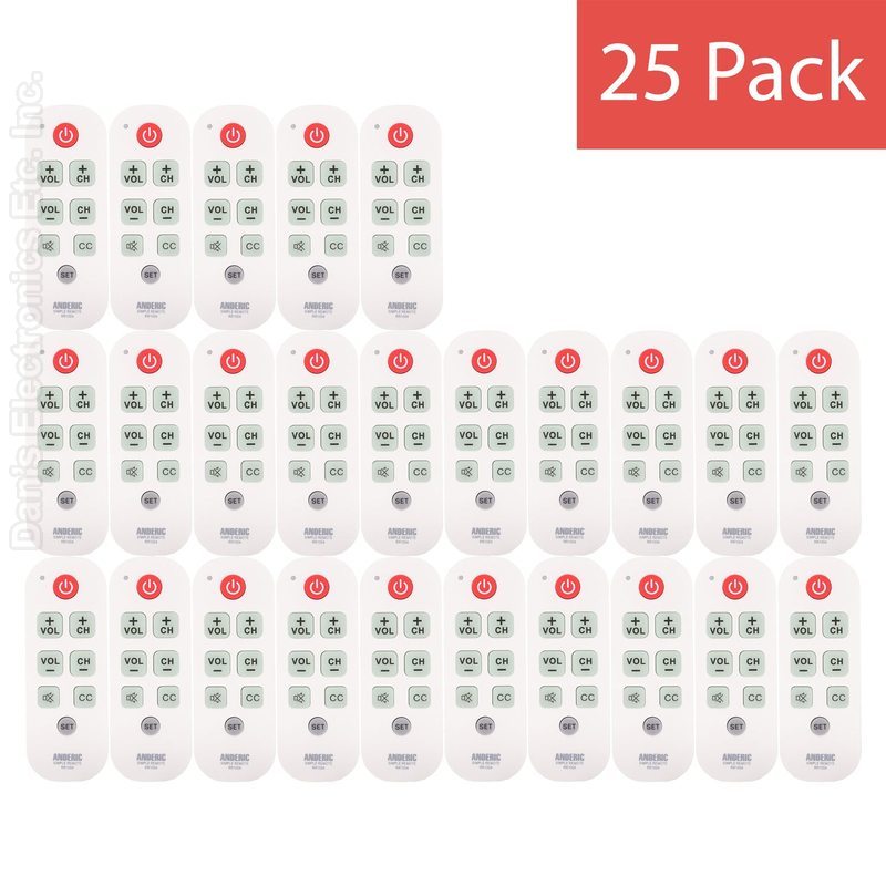 Anderic RR1004 Simple Big Button 1-Device TV Universal Remote Control-25 Pack