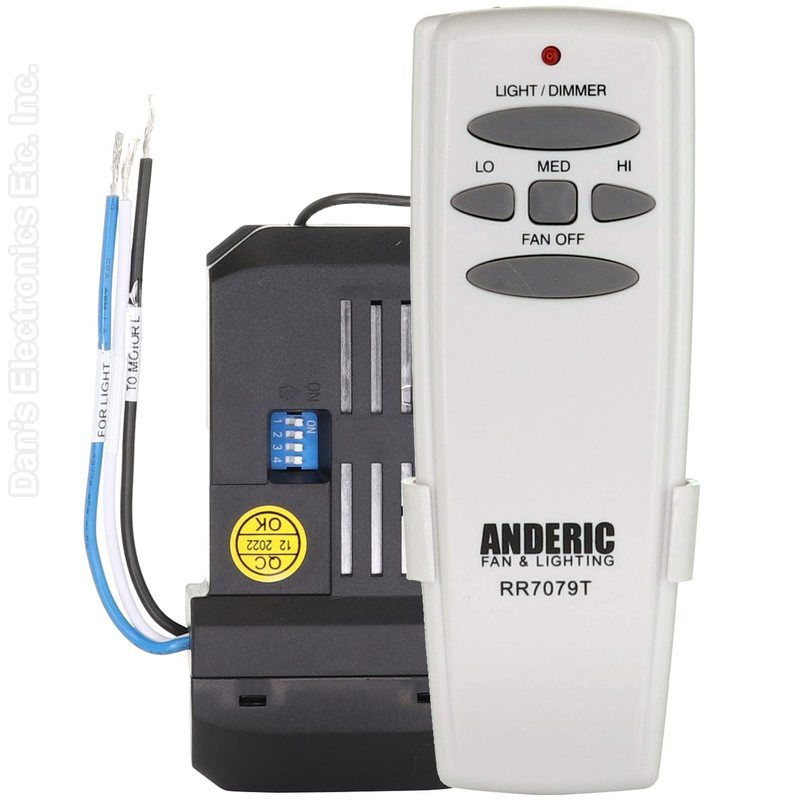 Anderic RR7079TKIT Universal 3 Speed Add-on Ceiling Fan Remote Control Kit for 3-Speed Fans