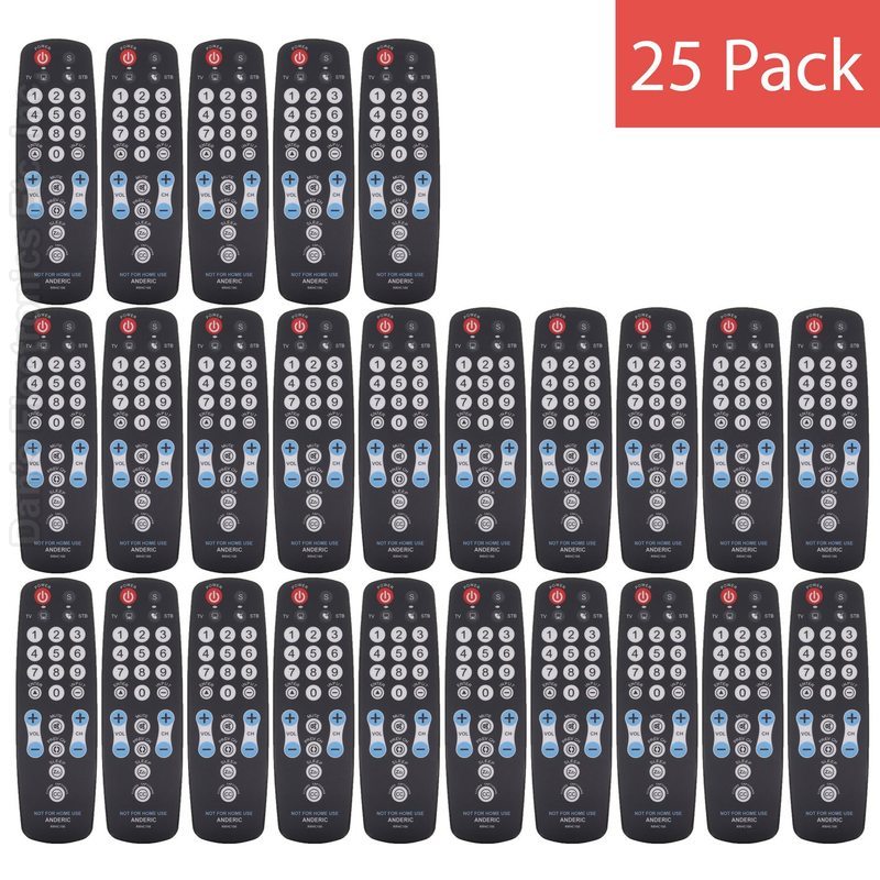 Anderic RRHC100 2-Device Universal Remote Control for Hospitality TV Cable Satellite STB with EzWipe Surface and Learning-25 Pack
