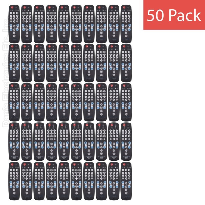 Anderic RRHC100 2-Device Universal Remote Control for Hospitality TV Cable Satellite STB with EzWipe Surface and Learning-50 Pack