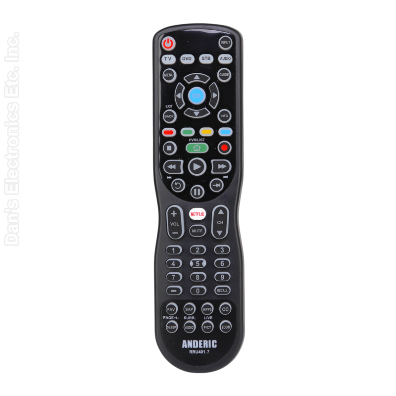 Anderic RRU401.7 4-Device Universal Remote Control with Backlight, Macro and Learning for TV, Cable, Streaming, DVD and more