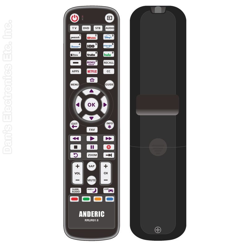 Anderic RRUR01.7 4-Device Universal Remote Control for Roku Streaming Players & Roku TV's | Backlighting, Learning, and Macro
