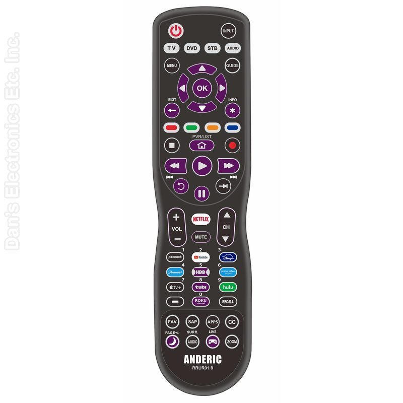 Anderic RRUR01.7 4-Device Universal Remote Control for Roku Streaming Players & Roku TV's | Backlighting, Learning, and Macro
