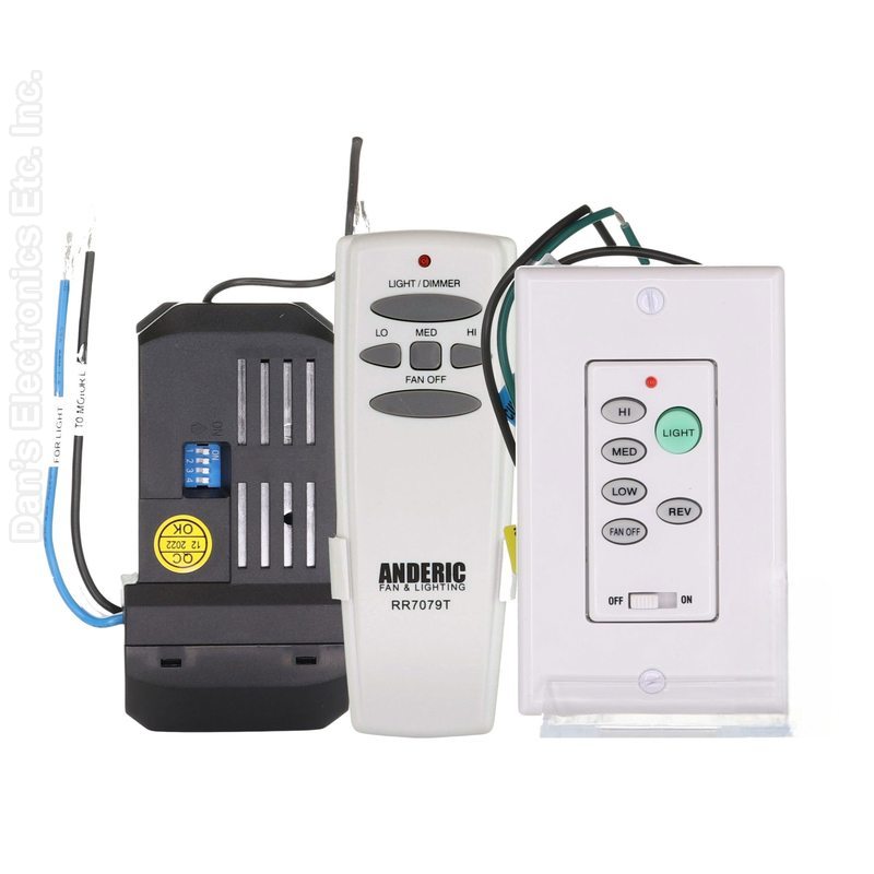 Anderic 3-speed Universal Ceiling Fan Remote Control Kit with Wall Switch Remote, Handheld Remote, and Receiver | UC9051T-Wired, UC7067FMRX, RR7079T