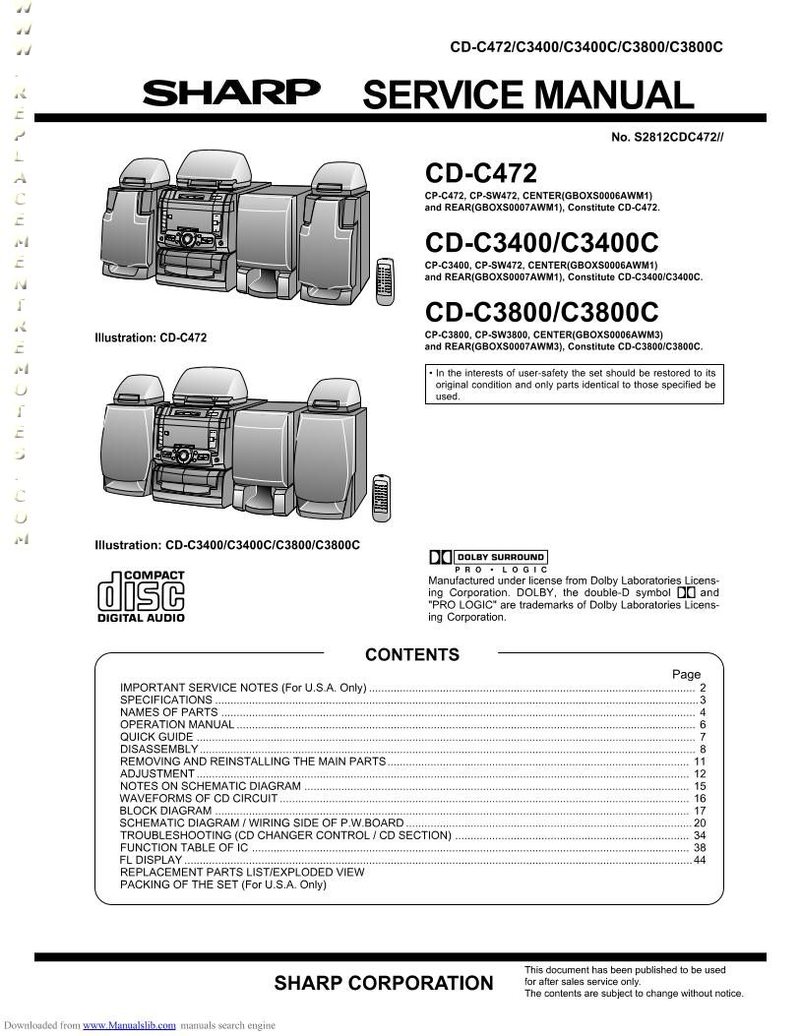 Sharp CDC472 CDC3400 CDC3400C CDC3800 CDC3800C Service Operating Manual