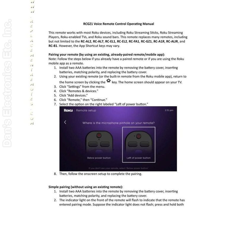 Roku RC-GZ1 Streaming Stick Remote Control | RF | Voice | NETFLIX | Disney+ | Apple TV+ | Roku Channel - 3026000204