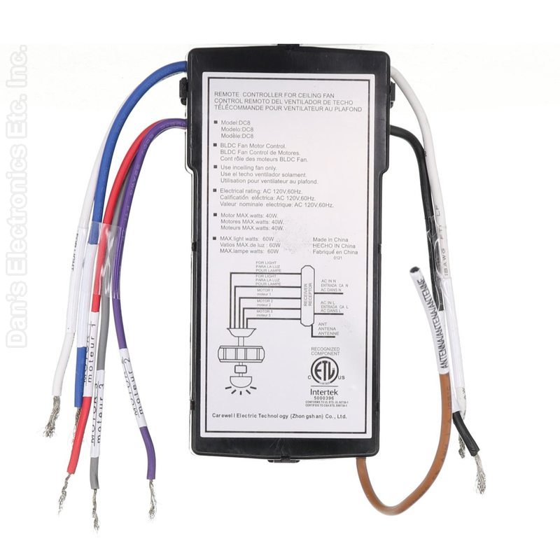 Monte Carlo DC8-60LP30L-D 6 Speed DC Ceiling Fan Receiver - DC860LP30LDSubstitute (Receiver only)