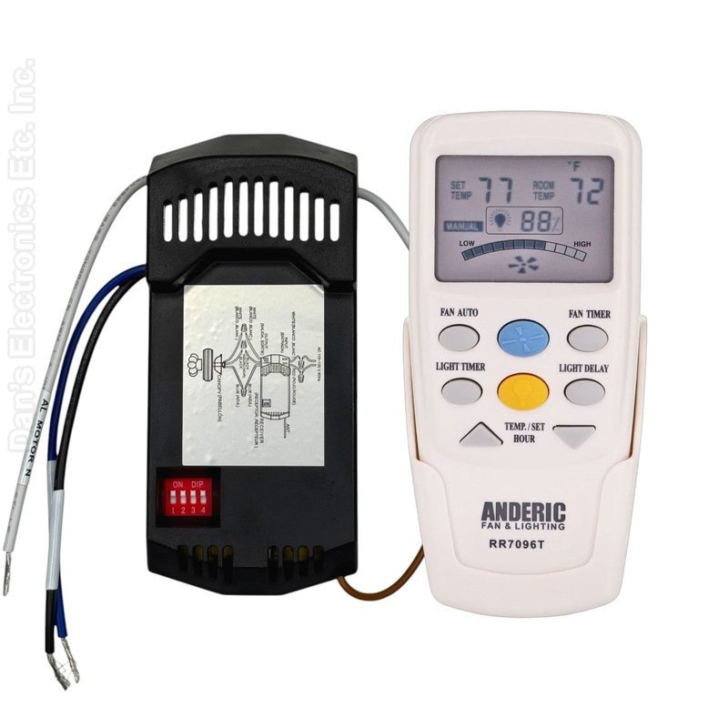 Hampton Bay KUJCE10305 Thermostatic Ceiling Fan Remote Control | 303.875 MHz - TR201A-Substitute (Receiver and Remote Kit CHQ7096TKIT)