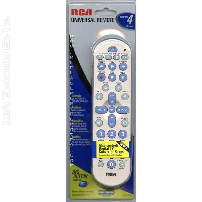 RCA RCR4358N 4-Device Universal Remote Control-Original