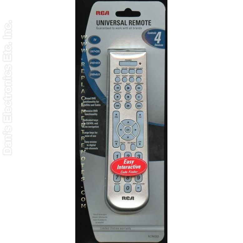 RCA RCR4383 4-Device Universal Remote Control-Original