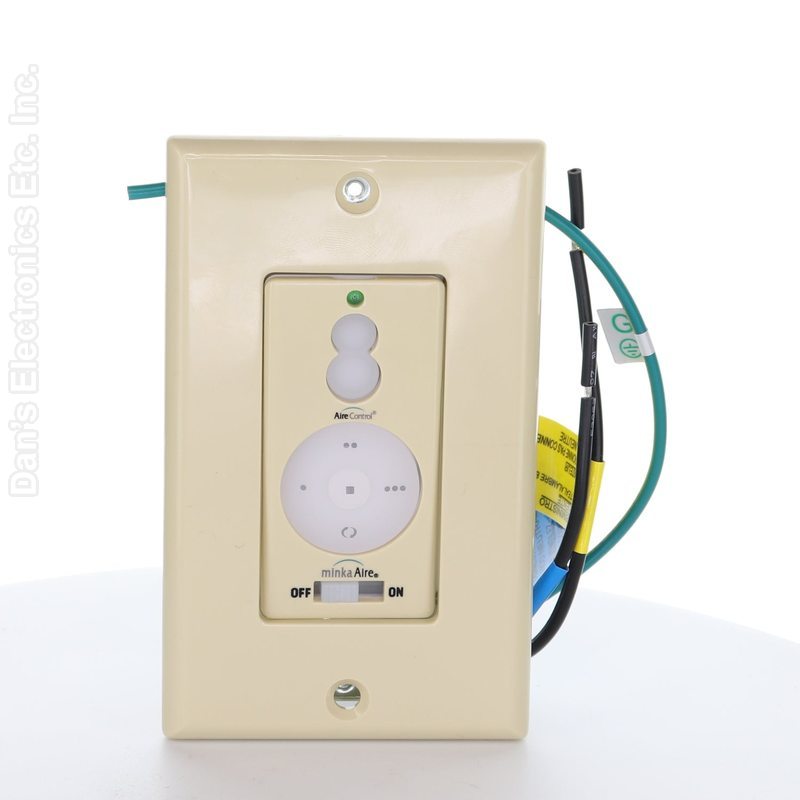 Minka-Aire 3-Speed 256 Bit Wall Mount Wired Ceiling Fan Remote Control with Reverse Key - White/black/brown plates - WCS212, KUJCE10007