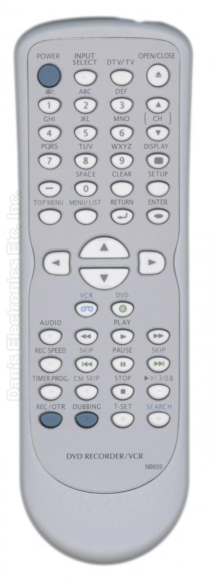 FUNAI NB659 Trutech DVD/VCR Combo Player DVD/VCR Remote Control