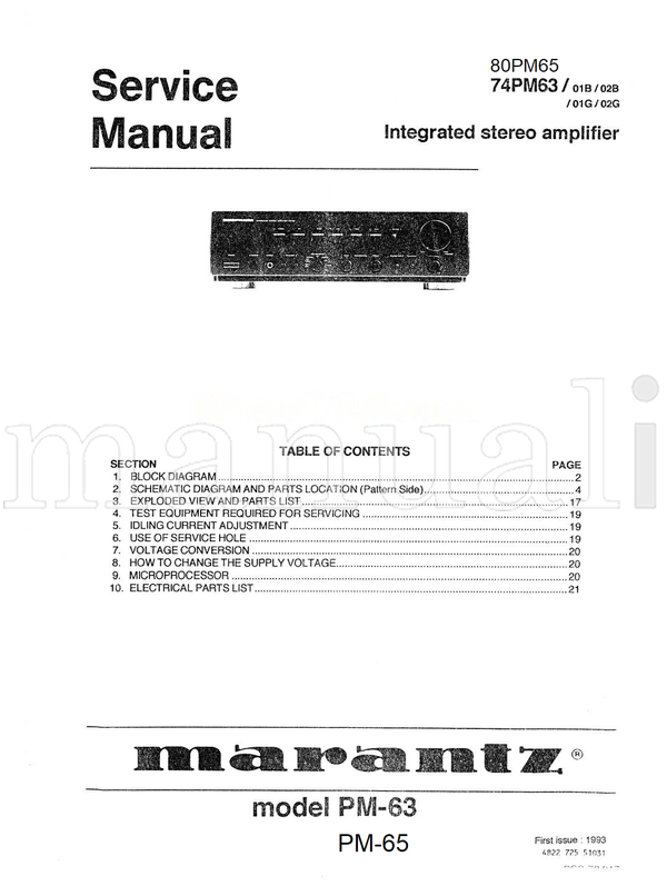 Marantz 80PM65 (18 pages) Amplifier Service Manual