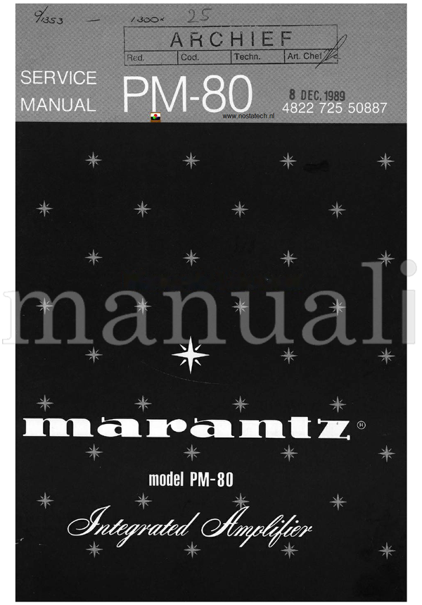 Marantz PM80 (21 pages) Amplifier Service Manual