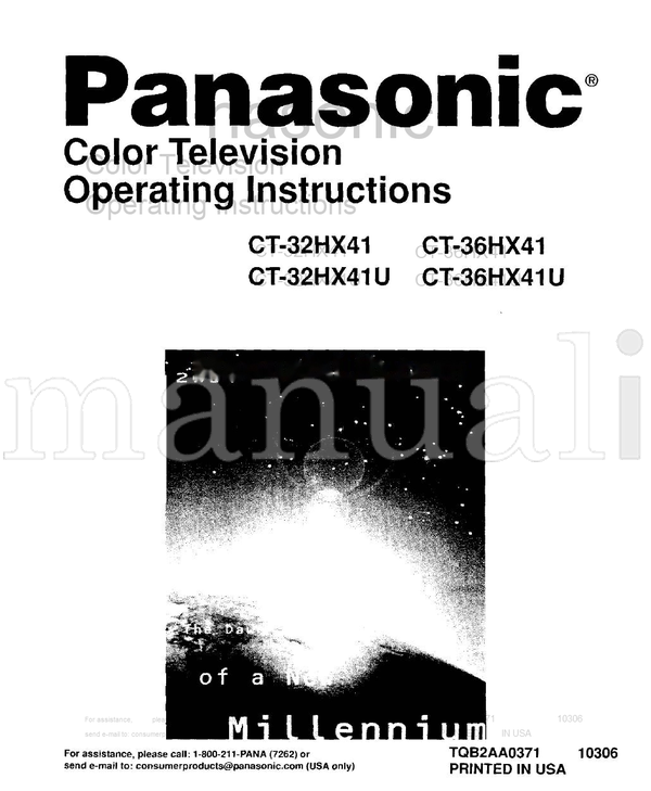Panasonic CT-32HX41 CT-32HX41U CT-36HX41 CT-36HX41U TQB2AA0371 10306 (29 pages) TV Operating Manual