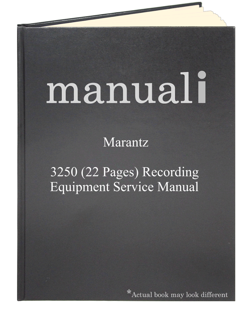Marantz 3250 (22 pages) Recording Equipment Service Manual