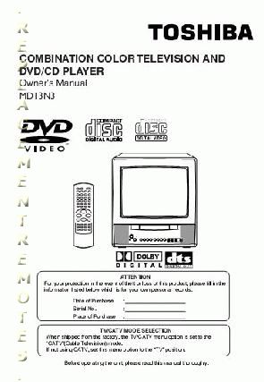 TOSHIBA MD13N3OM TV/DVD Combo Operating Manual