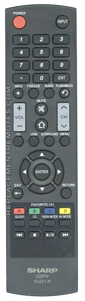 SHARP GJ221R TV Remote Control