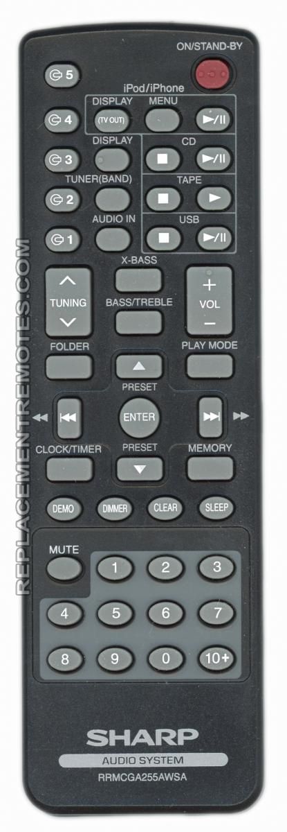 SHARP RRMCGA255AWSA Audio Remote Control