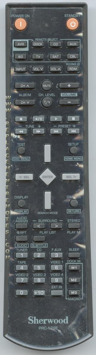 Sherwood PRC129E Audio/Video Receiver Receiver Remote Control
