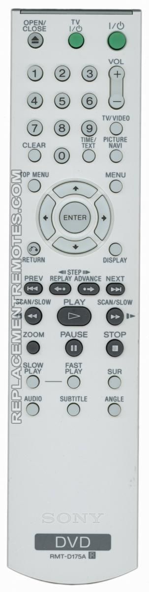 SONY RMTD175A DVD Player DVD Remote Control