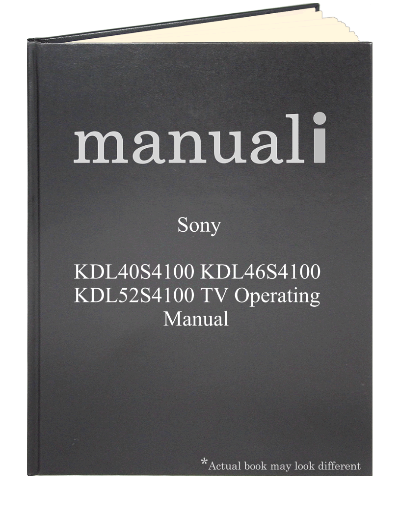 Sony KDL40S4100 KDL46S4100 KDL52S4100 TV Operating Manual