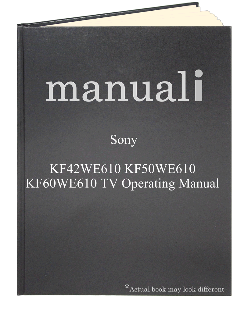 Sony KF42WE610 KF50WE610 KF60WE610 TV Operating Manual
