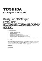 Toshiba BDX3300KU Blu-Ray DVD Player Operating Manual