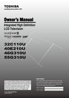 Toshiba 32C110U 40E210U 46G310U TV Operating Manual