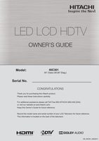 Hitachi 40C301 TV Operating Manual