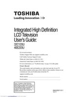 Toshiba 32C120U1 32C120U2 40E220U TV Operating Manual