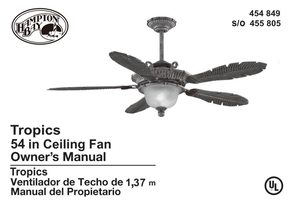 Hampton Bay 454849OM Ceiling Fan Operating Manual