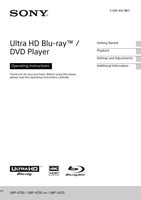 Sony UBPX700 Blu-Ray DVD Player Operating Manual