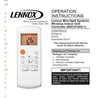 Lennox M0STAT60Q-1 Air Conditioner Remote Control