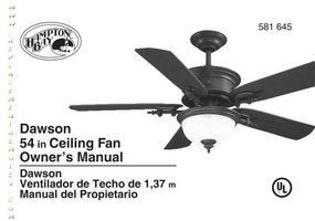 Hampton Bay AC426 Dawson 54 in. Ceiling Fan Ceiling Fan Operating Manual