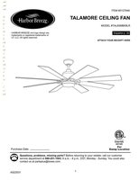 Harbor Breeze TAL60BNK8LR Talamore 60in Brushed Nickel Ceiling Fan