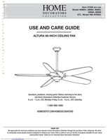 Home Decorators Collection 68681ALTURADC68INCEILINGFANOM Ceiling Fan Operating Manual