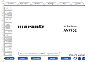 MARANTZ AV7702OM Operating Manuals