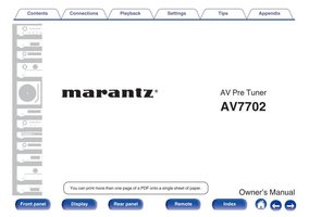 Marantz AV7702 Audio/Video Receiver Operating Manual