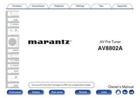 Marantz AV8802 Audio/Video Receiver Operating Manual