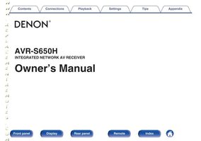 Denon AVRS650H Operating Manual Audio/Video Receiver Operating Manual