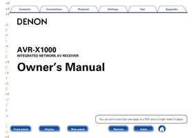 Denon AVR-X1000 Audio/Video Receiver Operating Manual