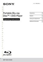 Sony BDPSX910 Blu-Ray DVD Player Operating Manual