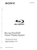 Sony BDVE770W Audio/Video Receiver Operating Manual