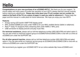 oCOSMO CE4031 TV Operating Manual