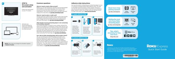 Roku Roku Express 3700x Streaming Media Player Operating Manual