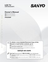 Sanyo FW32D06F TV Operating Manual