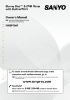 SANYO FWBP706FAOM Operating Manuals