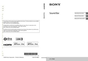 Sony HT-CT800 Sound Bar System Operating Manual